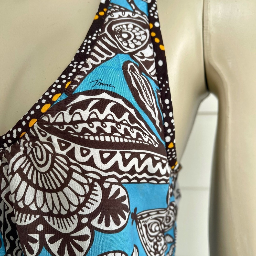 Trina Turk 100% Silk Paisley Tank Top S Racerback Boho Y2K Resort Coastal USA - Picture 8 of 11